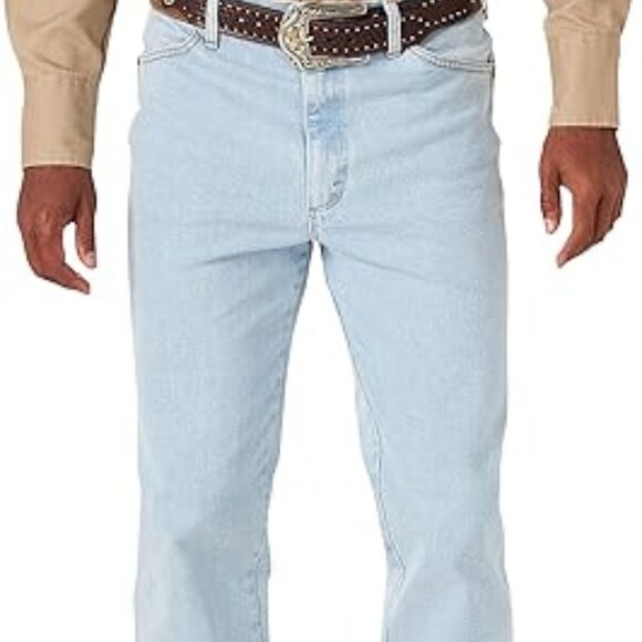WRANGLER Men's Cowboy Cut Active Flex Slim Fit Jean Sz: 30 x 32 Bleach Blue - Picture 3 of 10